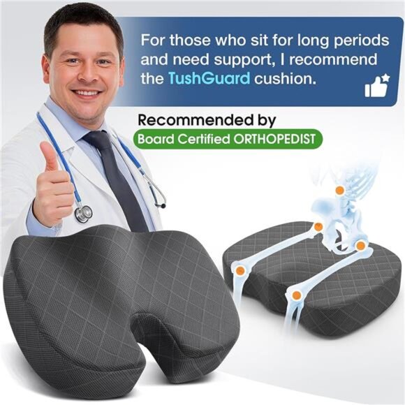 Seat Cushion - Memory Foam Cushion for Office Chair, Car Seat, Airplane,Bleacher - Picture 4 of 7